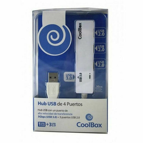 3-Port USB Hub CoolBox COO-H413 White Black