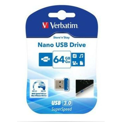 USB stick Verbatim Store 'n' Stay NANO Black Blue 64 GB