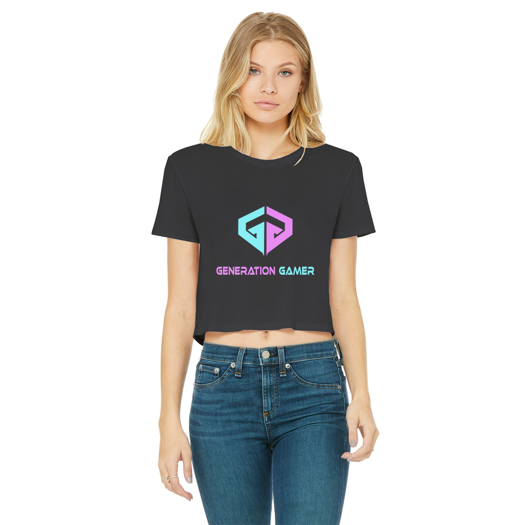 Sexy Generation Gamer Women's Cropped Raw Edge T-Shirt-Generation Gamer